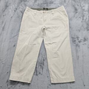 Eddie Bauer Pants Womens 6 PETITE Tan Khaki Low Rise Capri Cotton Hiking Outdoor